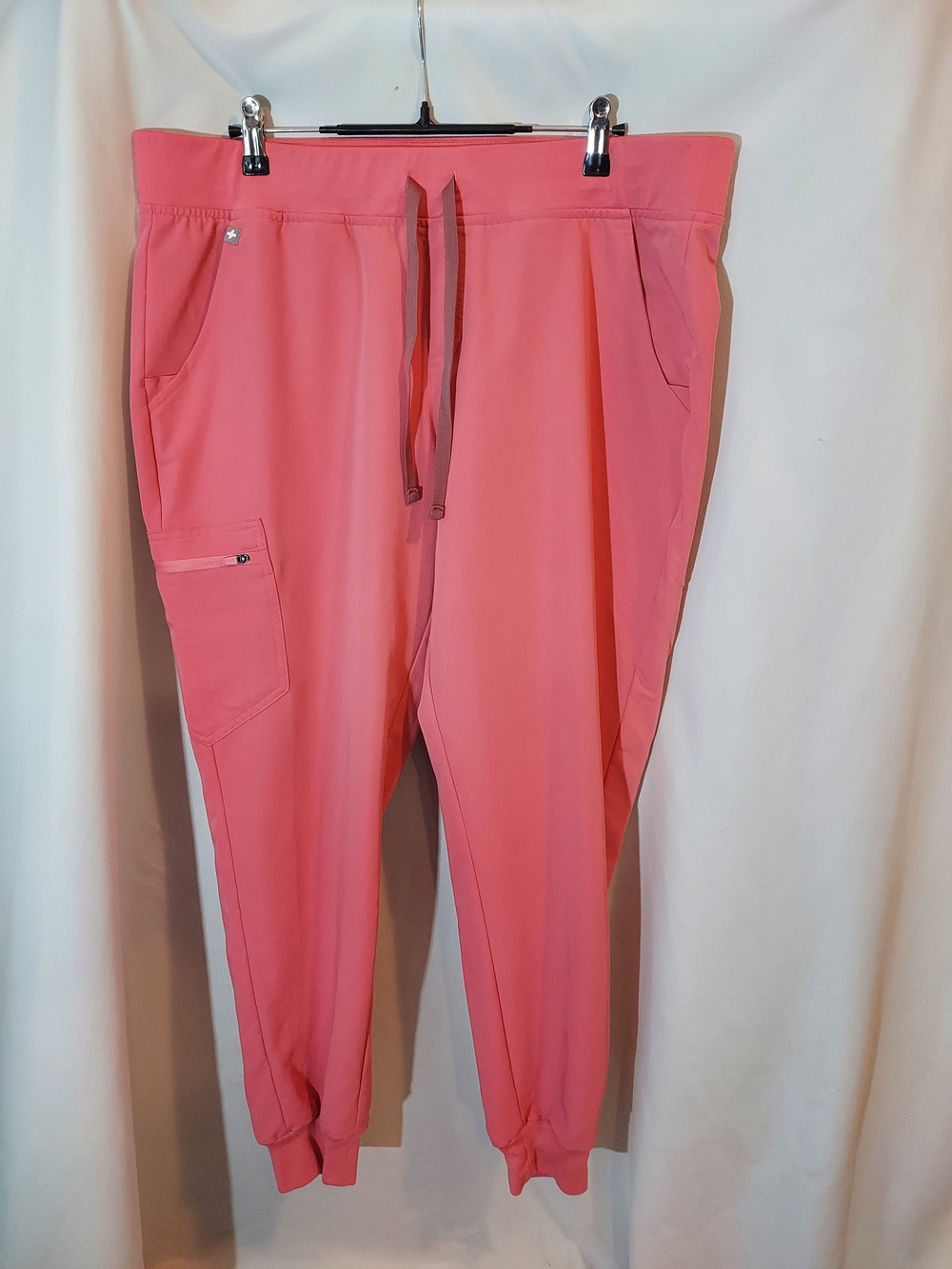 FIGS Zamora Jogger Scrub Pants Salmon Coral Pink Cargo Yoga Waistband XL